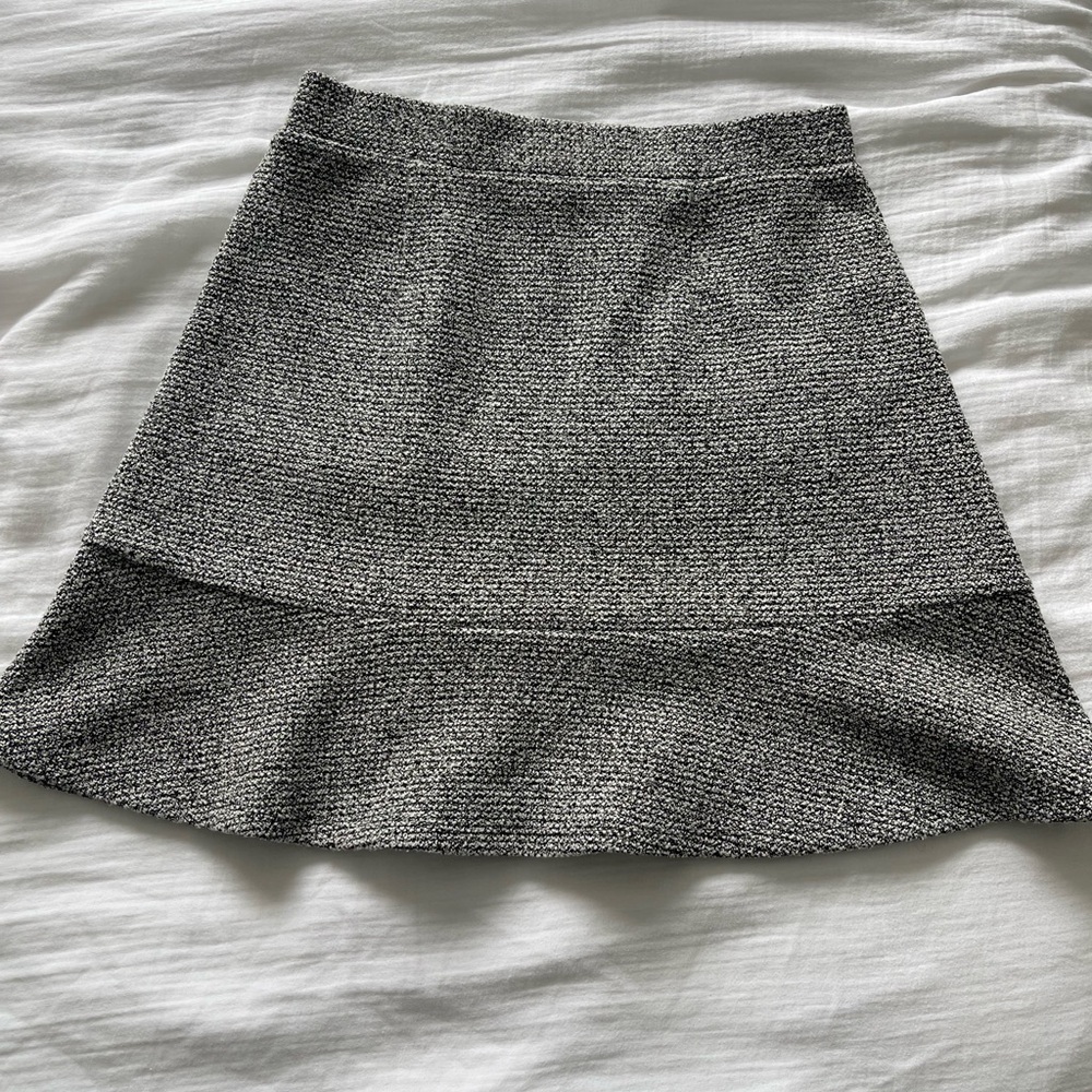 LOFT Textured Black and White A-Line Skirt